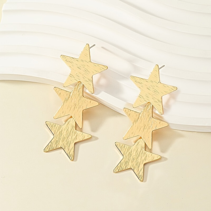 Vertical Stripe Star Earrings Set